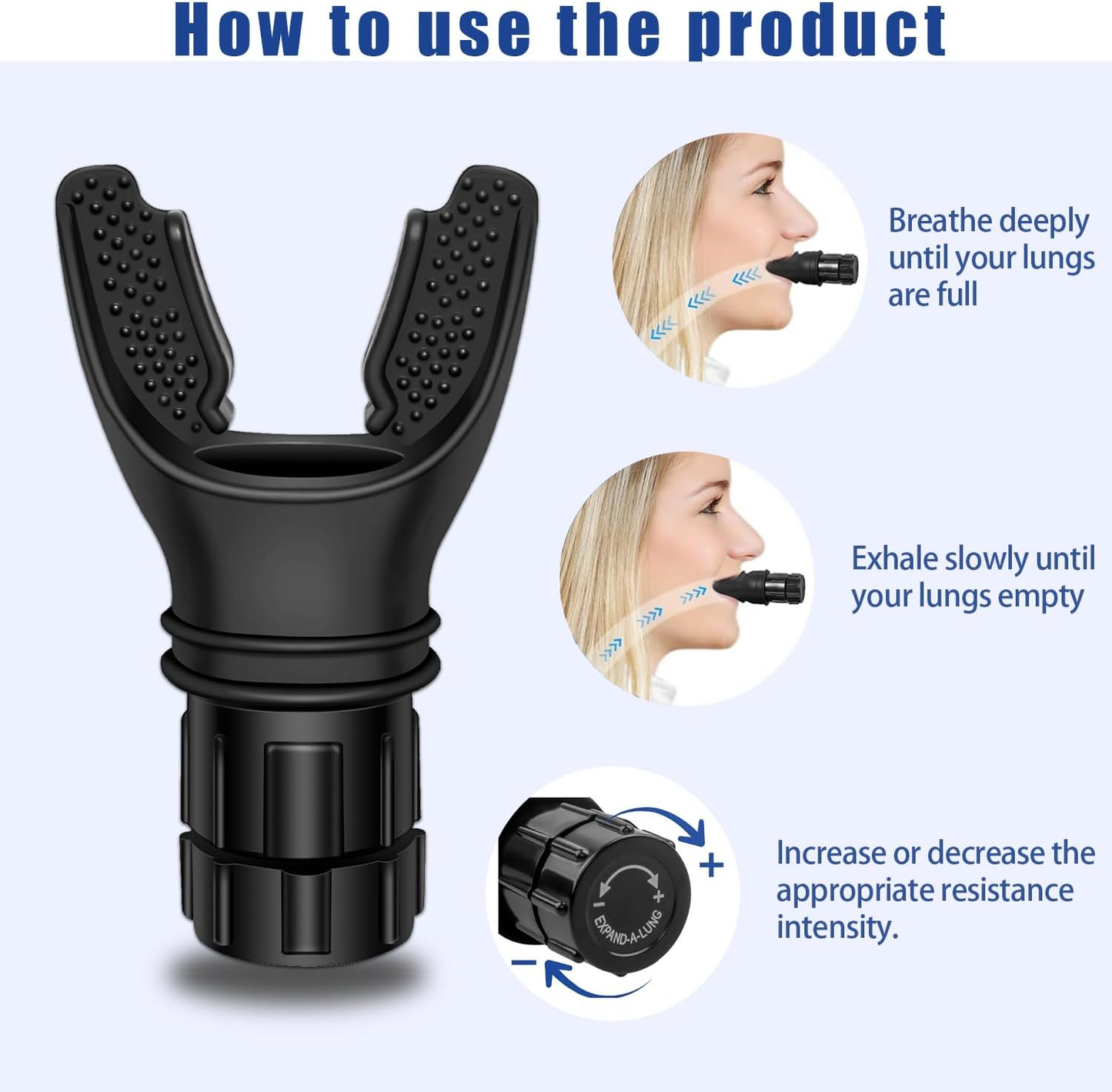 Breathing Trainer Mouthpiece — Adjustable Resistance Lung Exerciser