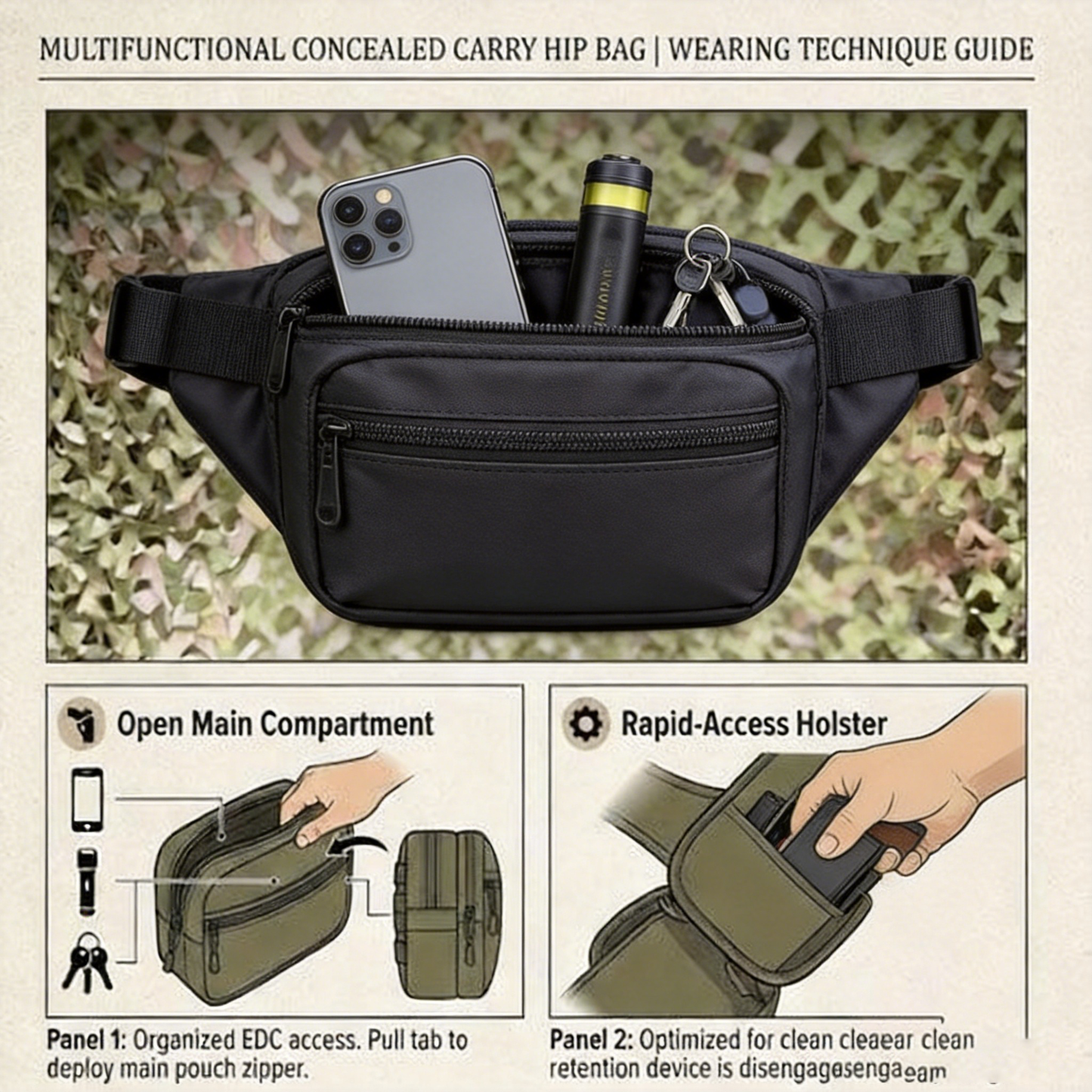 Multifunctional Outdoor Waist Bag with Quick-Access Storage