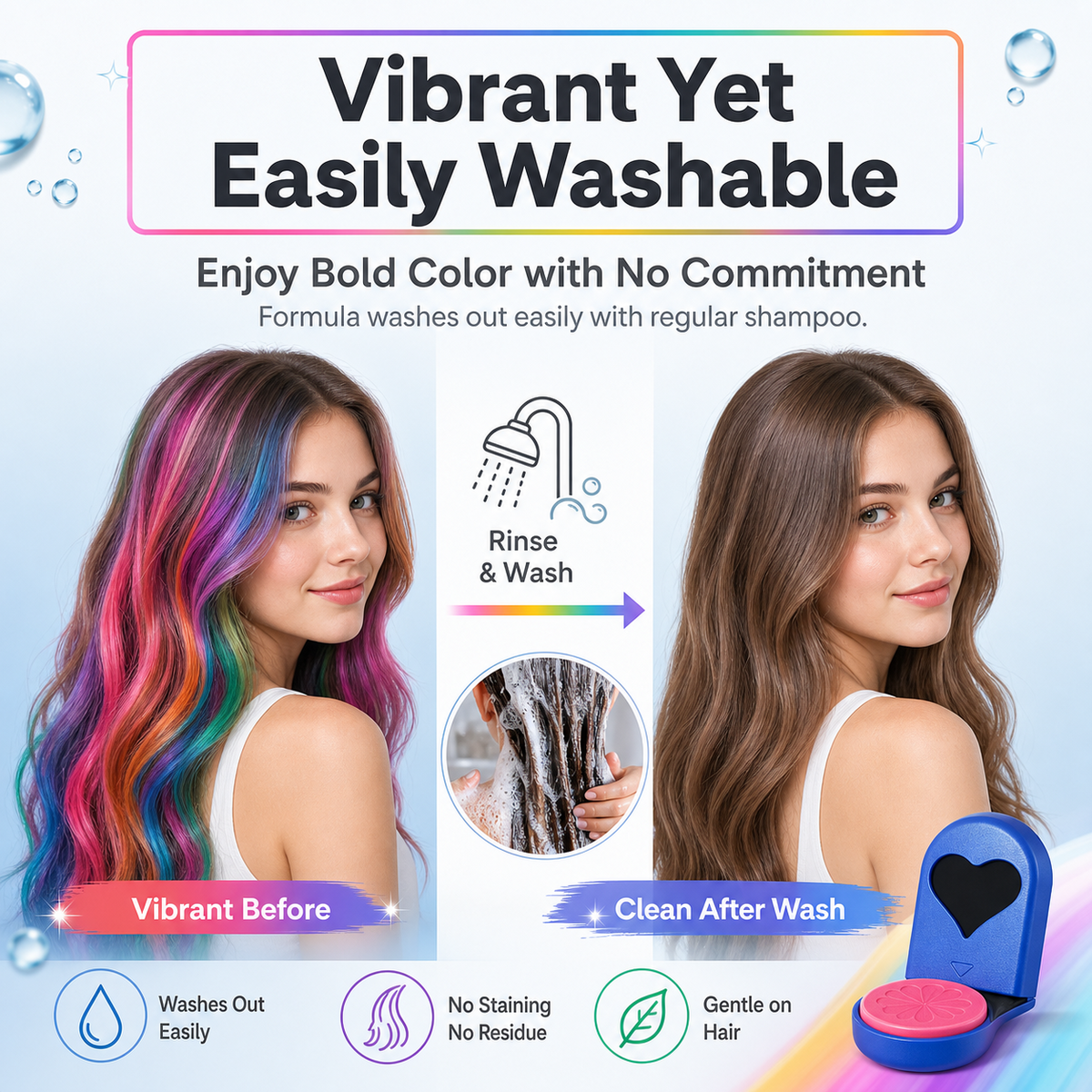 12-Color Washable Temporary Hair Chalk Set with Free Spray Bottle