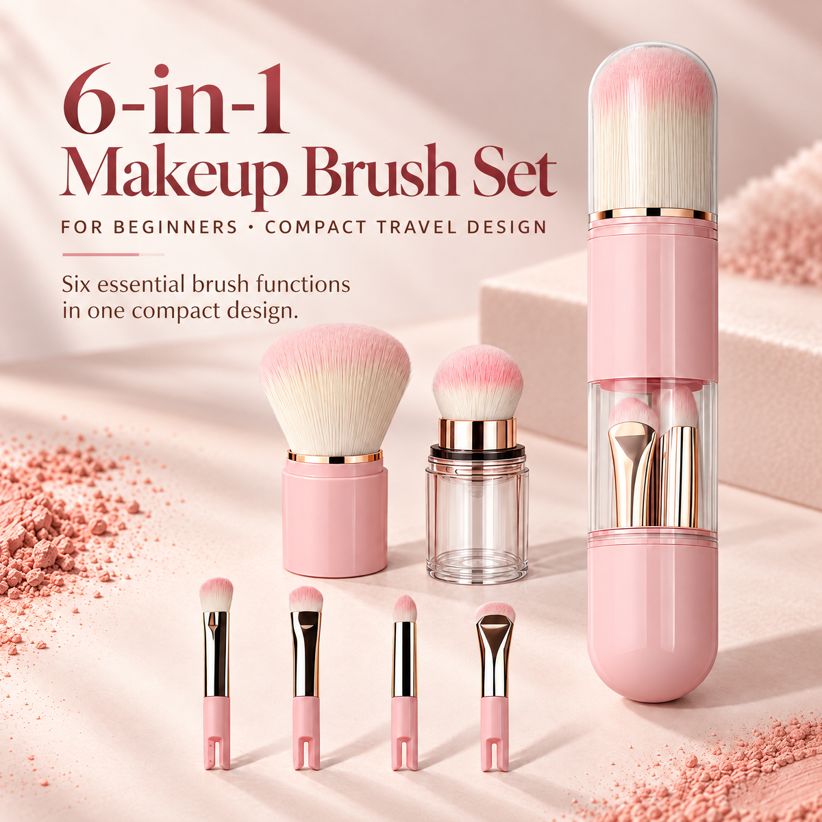 🔥6-in-1 Travel Makeup Brush Set