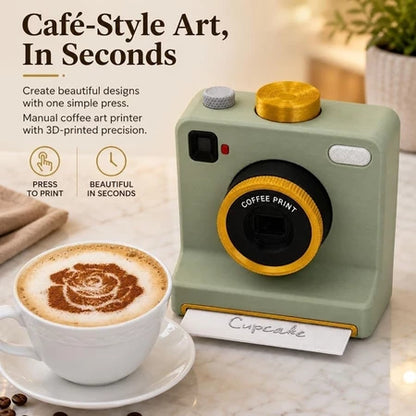 🎁3D Printed Latte Art Camera With Reusable Stencil Cards