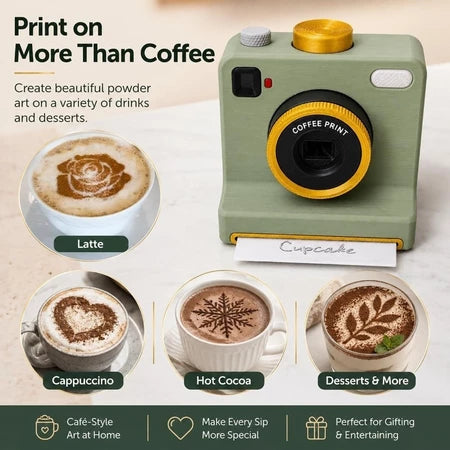 🎁3D Printed Latte Art Camera With Reusable Stencil Cards