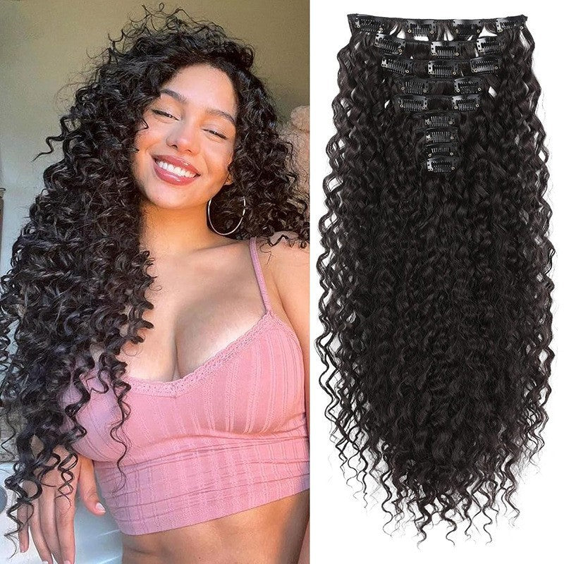 🔥24 inch Kinky Curly Clip In Hair Extensions 160g