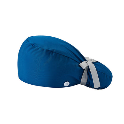 🔥100% Cotton Scrub Cap – Adjustable Ponytail Hat with Sweatband & Mask Buttons