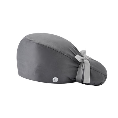 🔥100% Cotton Scrub Cap – Adjustable Ponytail Hat with Sweatband & Mask Buttons