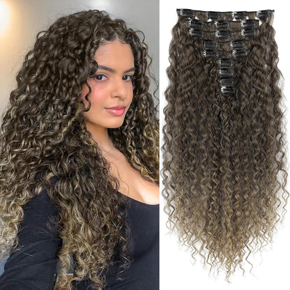 🔥24 inch Kinky Curly Clip In Hair Extensions 160g