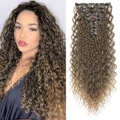 🔥24 inch Kinky Curly Clip In Hair Extensions 160g