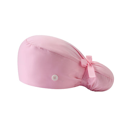 🔥100% Cotton Scrub Cap – Adjustable Ponytail Hat with Sweatband & Mask Buttons