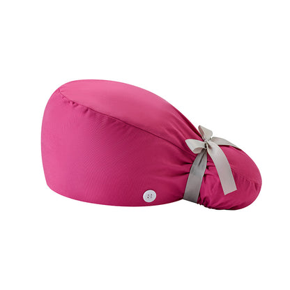 🔥100% Cotton Scrub Cap – Adjustable Ponytail Hat with Sweatband & Mask Buttons