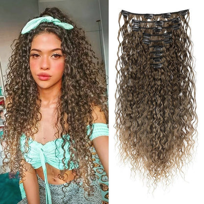 🔥24 inch Kinky Curly Clip In Hair Extensions 160g