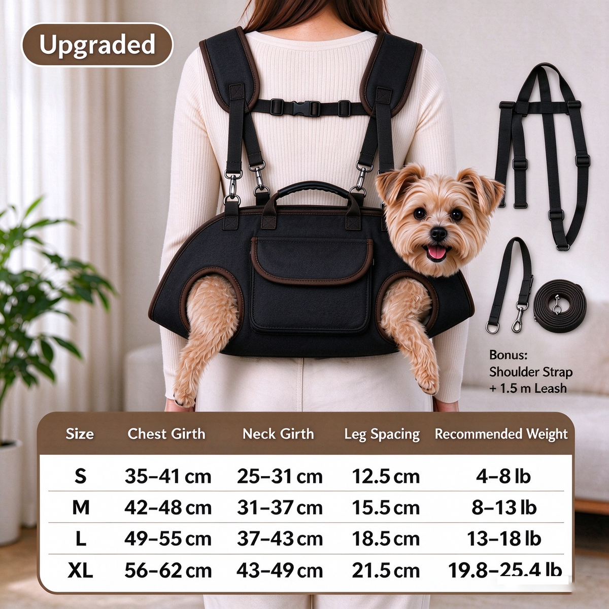 ⭐Hands-Free Pet Carrier Sling – Breathable Small Dog & Cat Carrier with Leash
