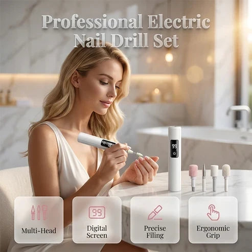 Professional Electric Nail Drill Set – Versatile Nail Care Tool with Smart Digital Speed Display