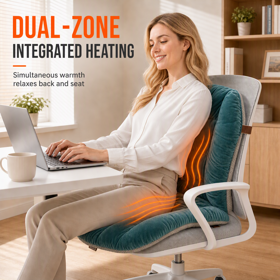 🔥Thickened Plush Integrated Heated Seat Cushion with Backrest