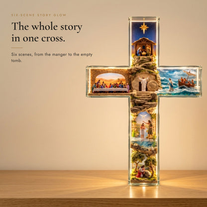 The whole story in one cross: six scenes from the manger to the empty tomb